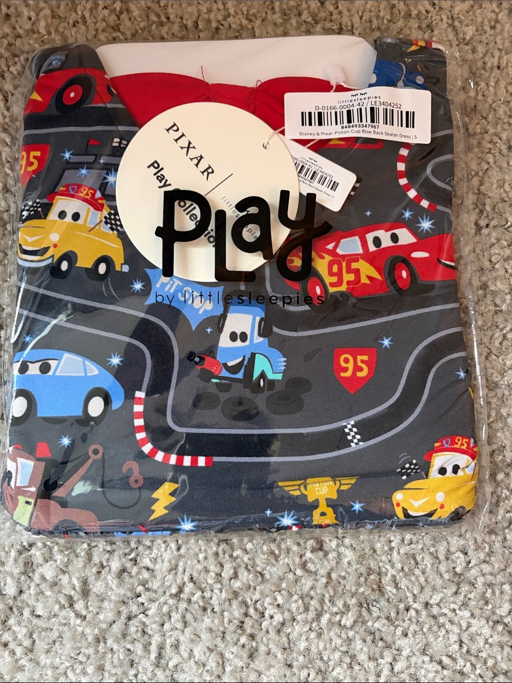 Little Sleepies Disney & Pixar Piston Cup Bow Back Skater Dress